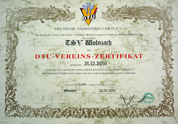 DTU-Vereinszertifikat